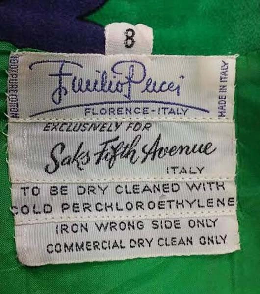 1960s Emilio Pucci Green, Blue and Purple Grape Vine Print Velvet Dress