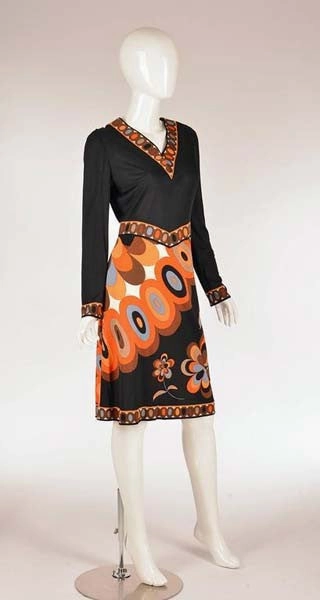 1960s Pucci Black Silk Jersey and Floral Dress