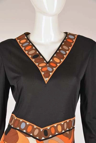 1960s Pucci Black Silk Jersey and Floral Dress