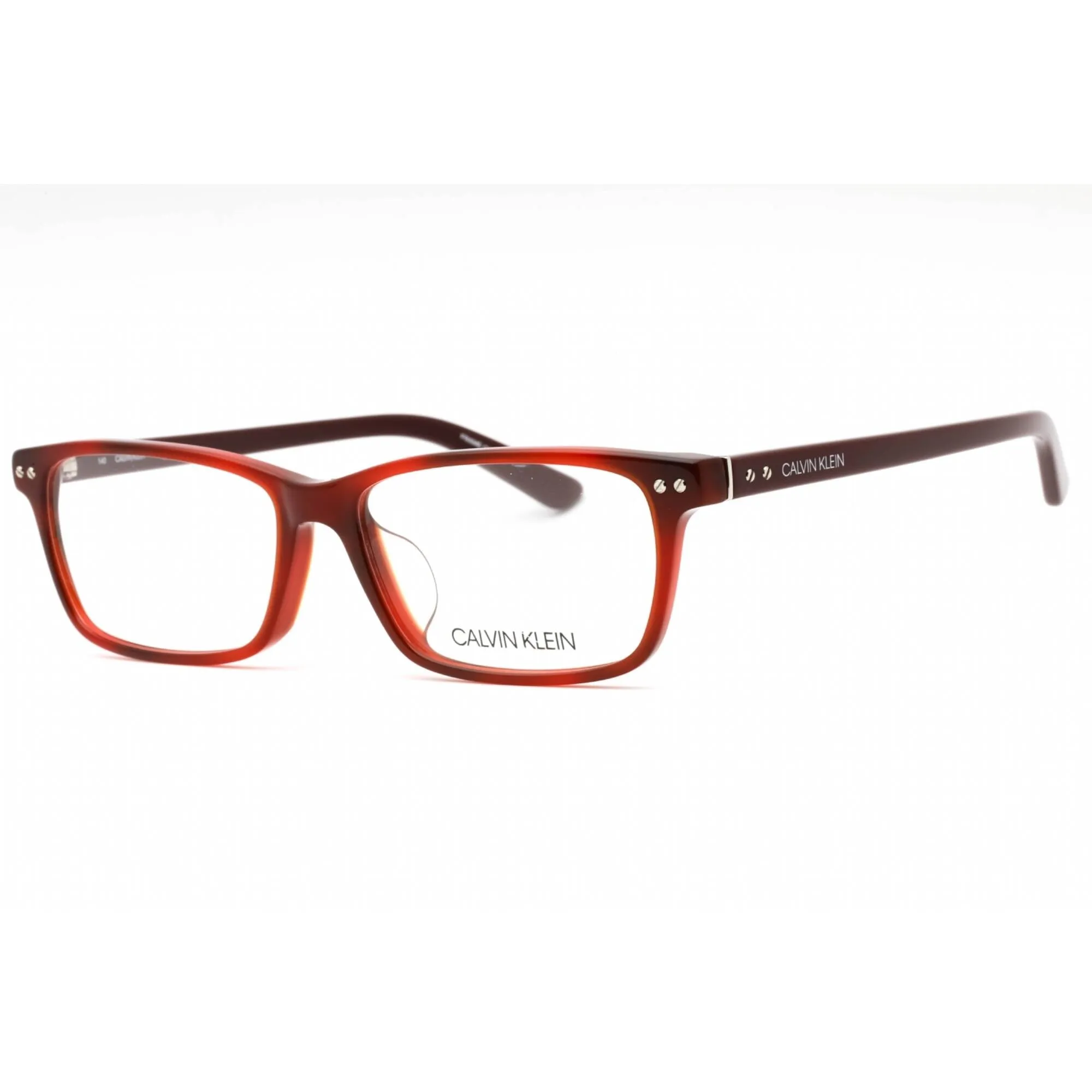 Calvin Klein Men's Eyeglasses - Burgundy Havana Acetate Rectangular | CK18526A 609 Calvin Klein Eyeglasses