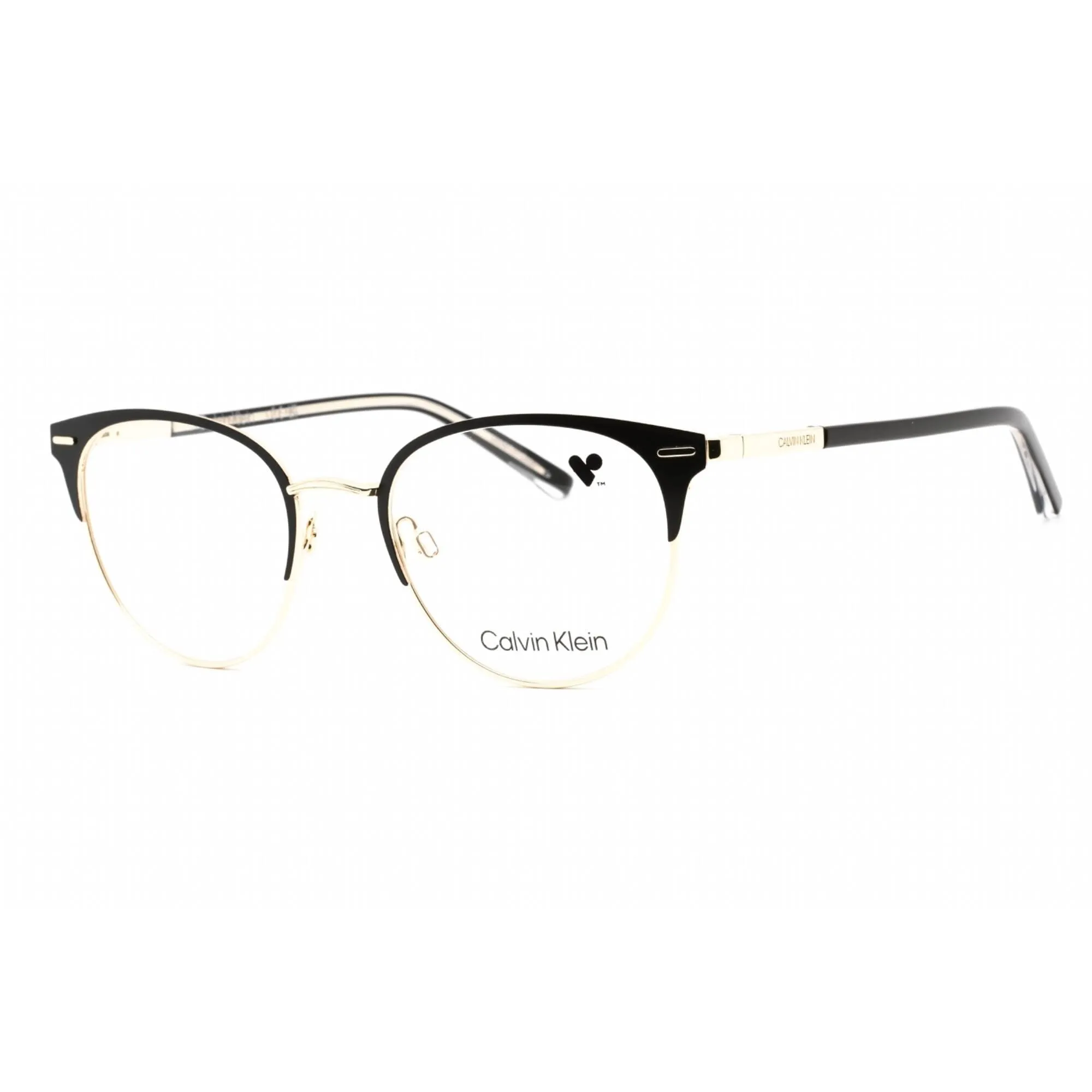 Calvin Klein Women's Eyeglasses - Full Rim Satin Black Metal Round Frame | CK21303 001 Calvin Klein Eyeglasses