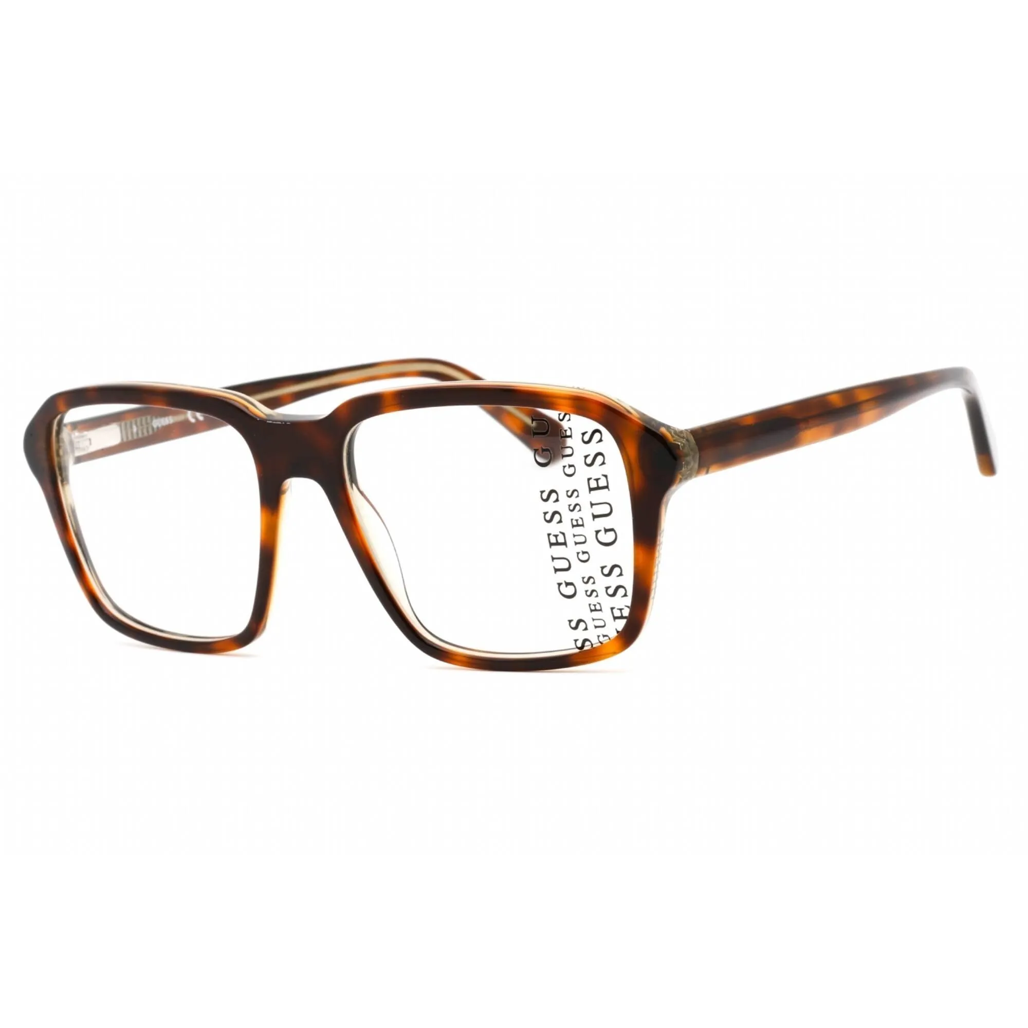 Guess Men's Eyeglasses - Dark Havana Plastic Full Rim Square Frame | GU50073 052 Guess Eyeglasses