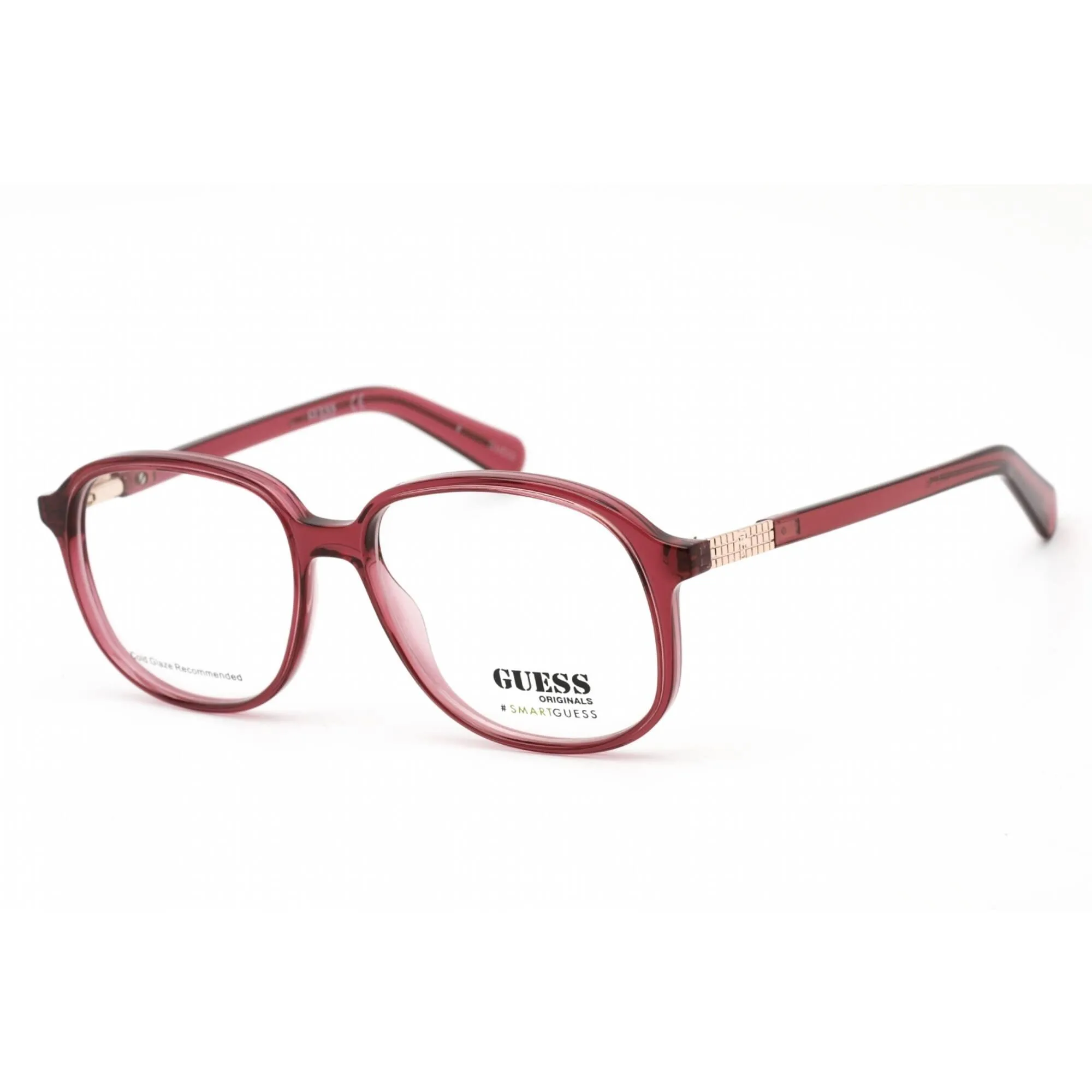 Guess Unisex Eyeglasses - Clear Demo Lens Bordeaux Square Plastic Frame | GU8255 071 Guess Eyeglasses