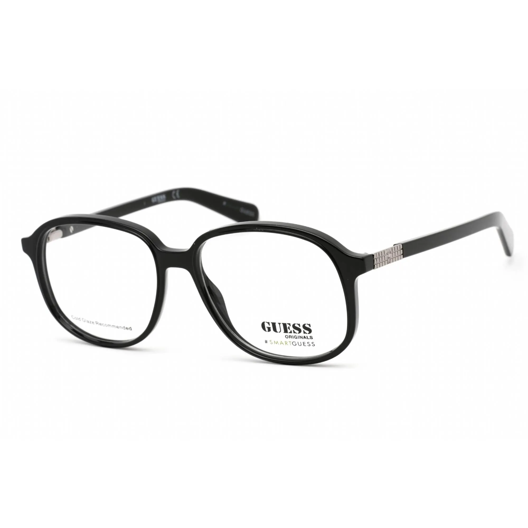 Guess Unisex Eyeglasses - Clear Demo Lens Full Rim Shiny Black Plastic | GU8255 001 Guess Eyeglasses