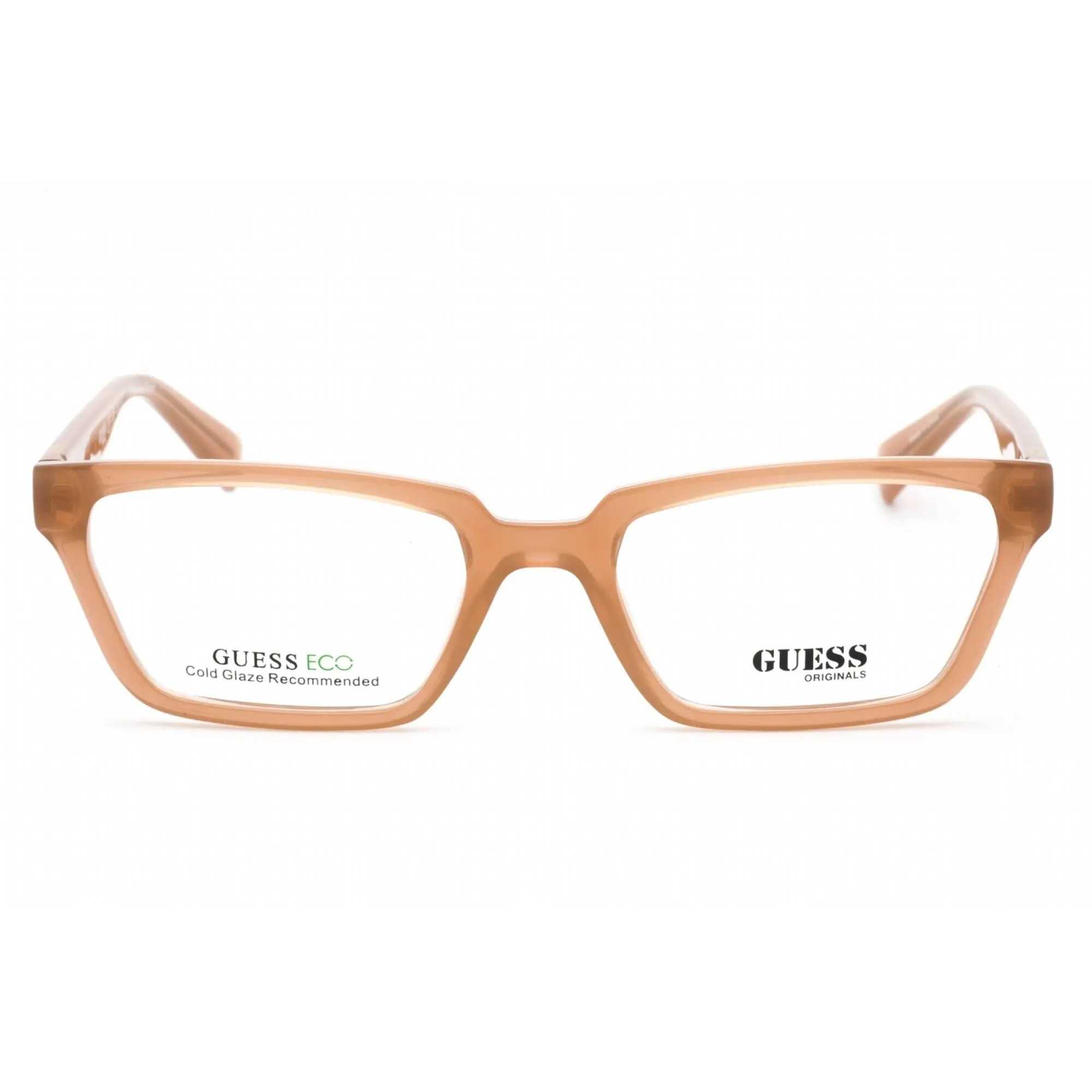 Guess Unisex Eyeglasses - Clear Demo Lens Shiny Beige Rectangular Frame | GU8280 057 Guess Eyeglasses