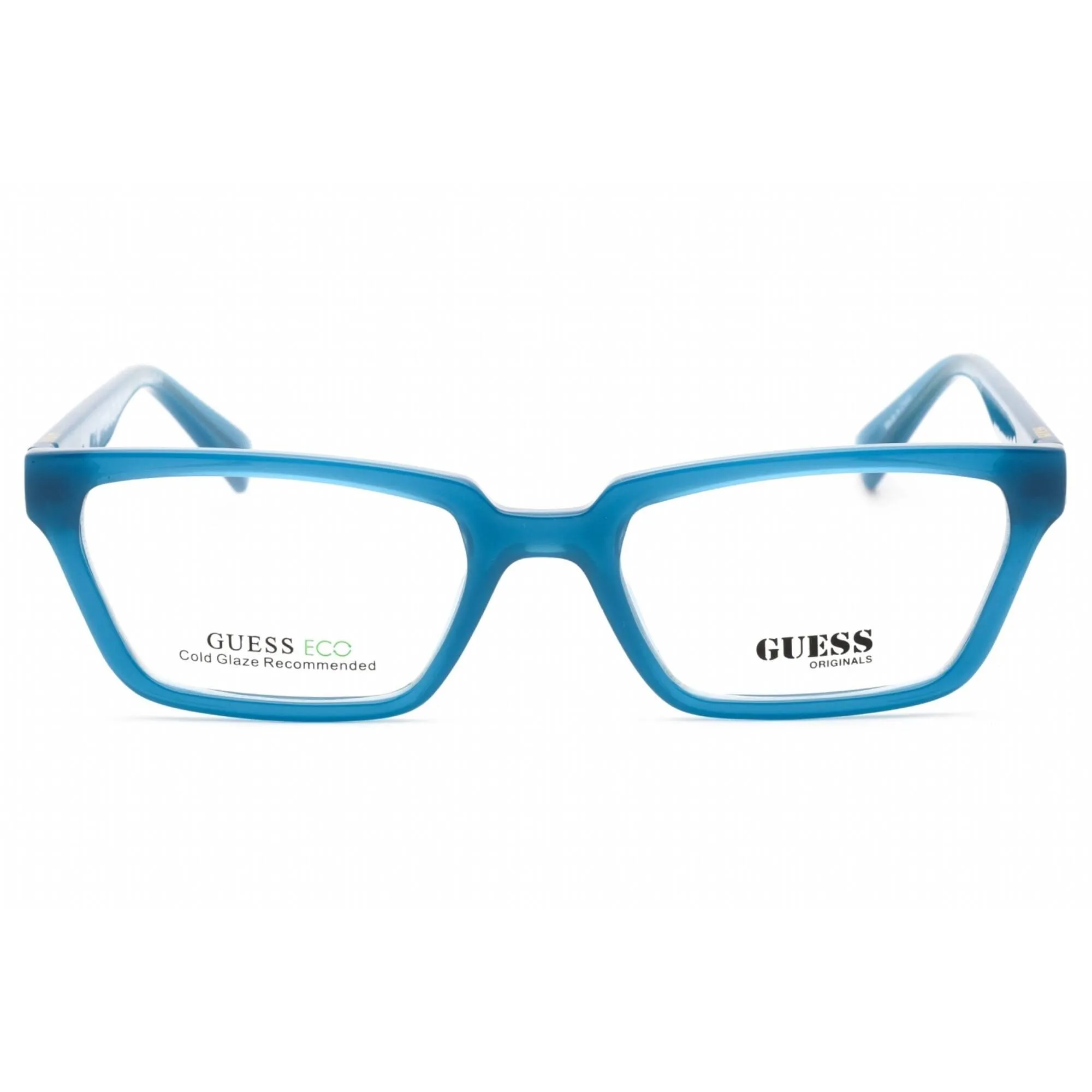 Guess Unisex Eyeglasses - Clear Demo Lens Shiny Blue Rectangular Frame | GU8280 090 Guess Eyeglasses
