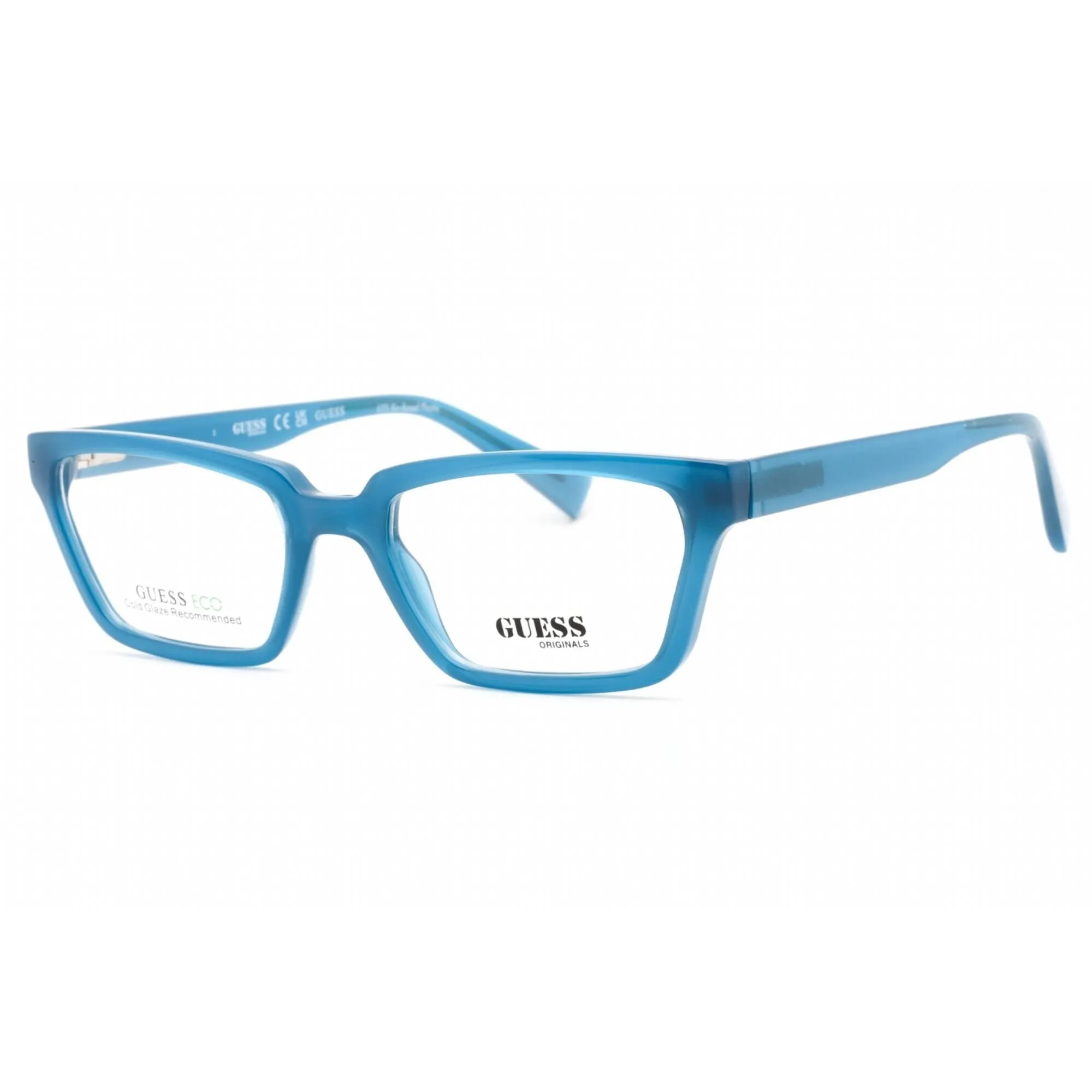Guess Unisex Eyeglasses - Clear Demo Lens Shiny Blue Rectangular Frame | GU8280 090 Guess Eyeglasses