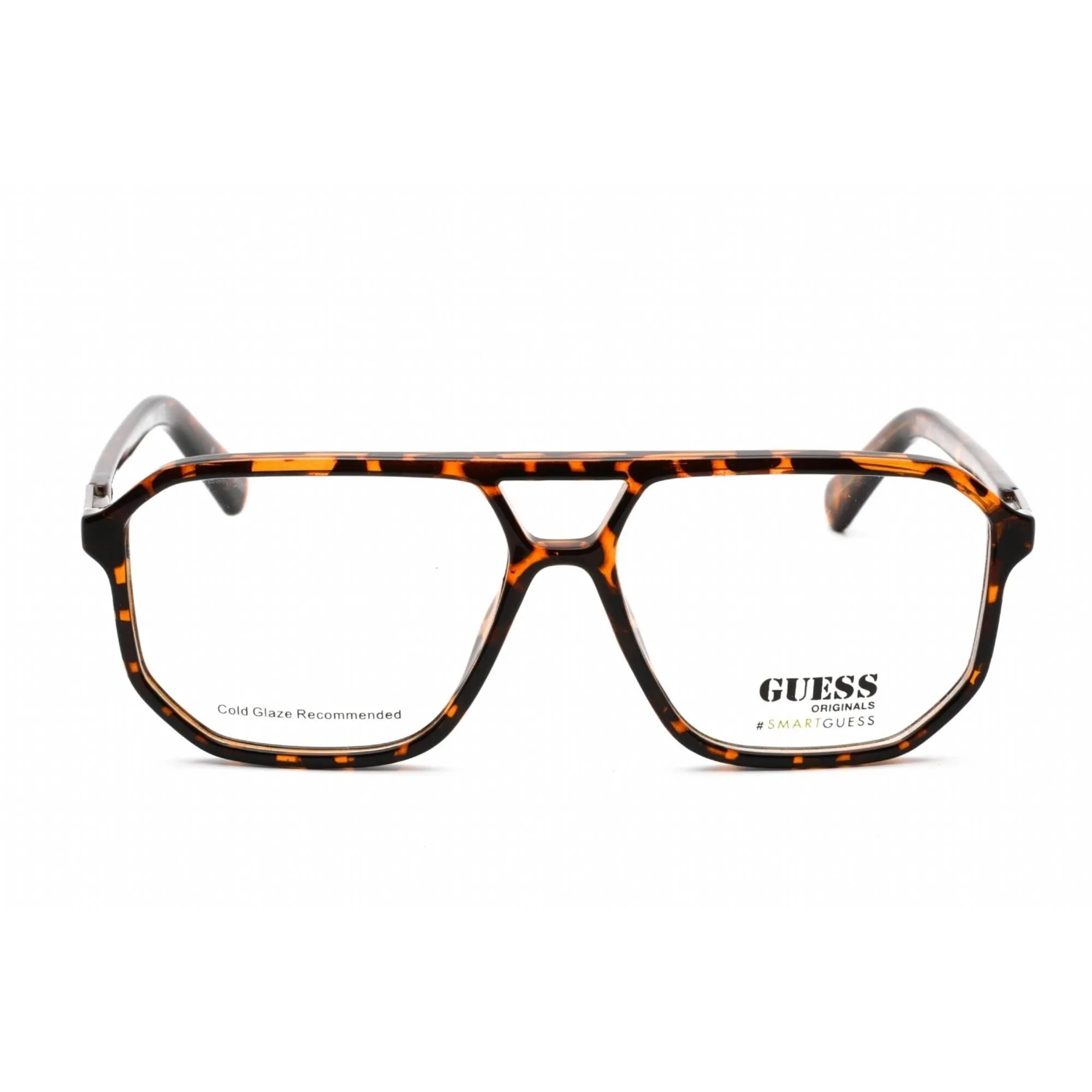 Guess Unisex Eyeglasses - Full Rim Aviator Dark Havana Plastic Frame | GU8252 052 Guess Eyeglasses