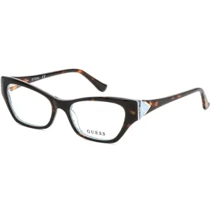 Guess Women's Eyeglasses - Dark Havana and Blue Cat Eye Shaped Frame | GU2747 052 Guess Eyeglasses