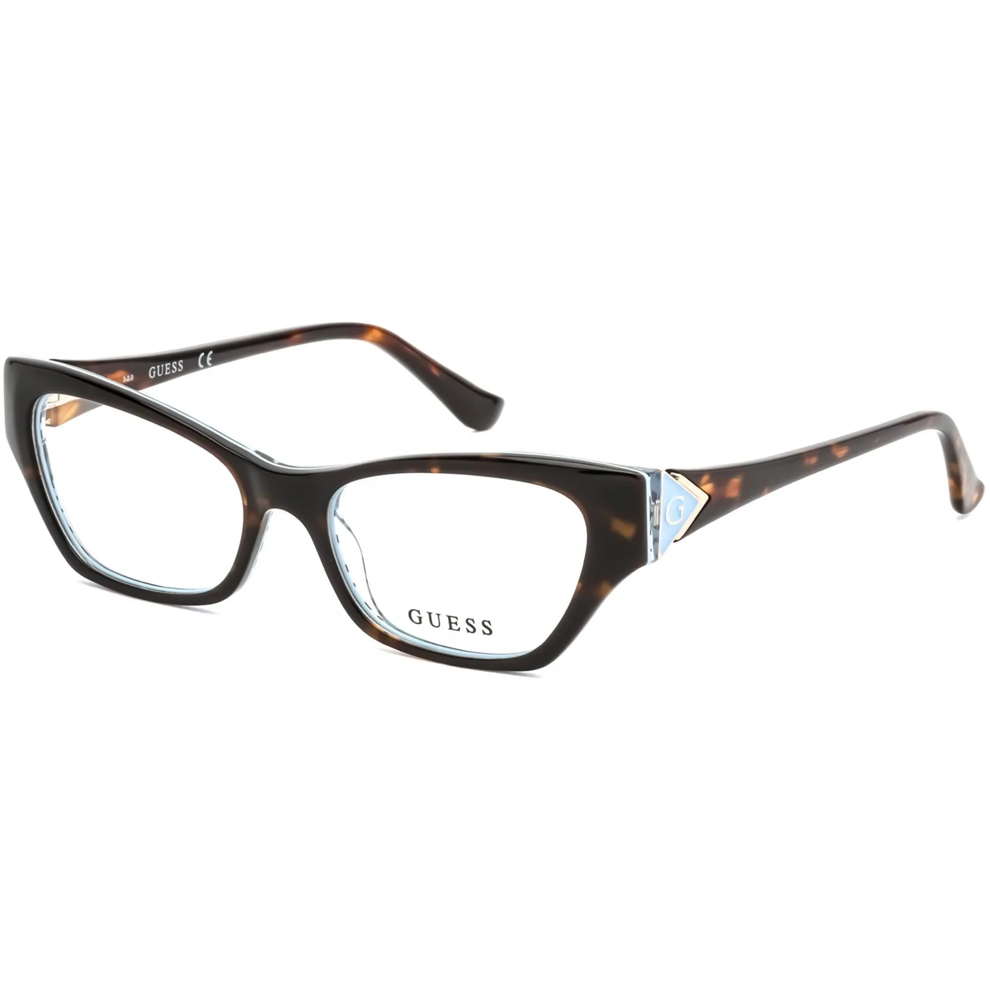 Guess Women's Eyeglasses - Dark Havana and Blue Cat Eye Shaped Frame | GU2747 052 Guess Eyeglasses