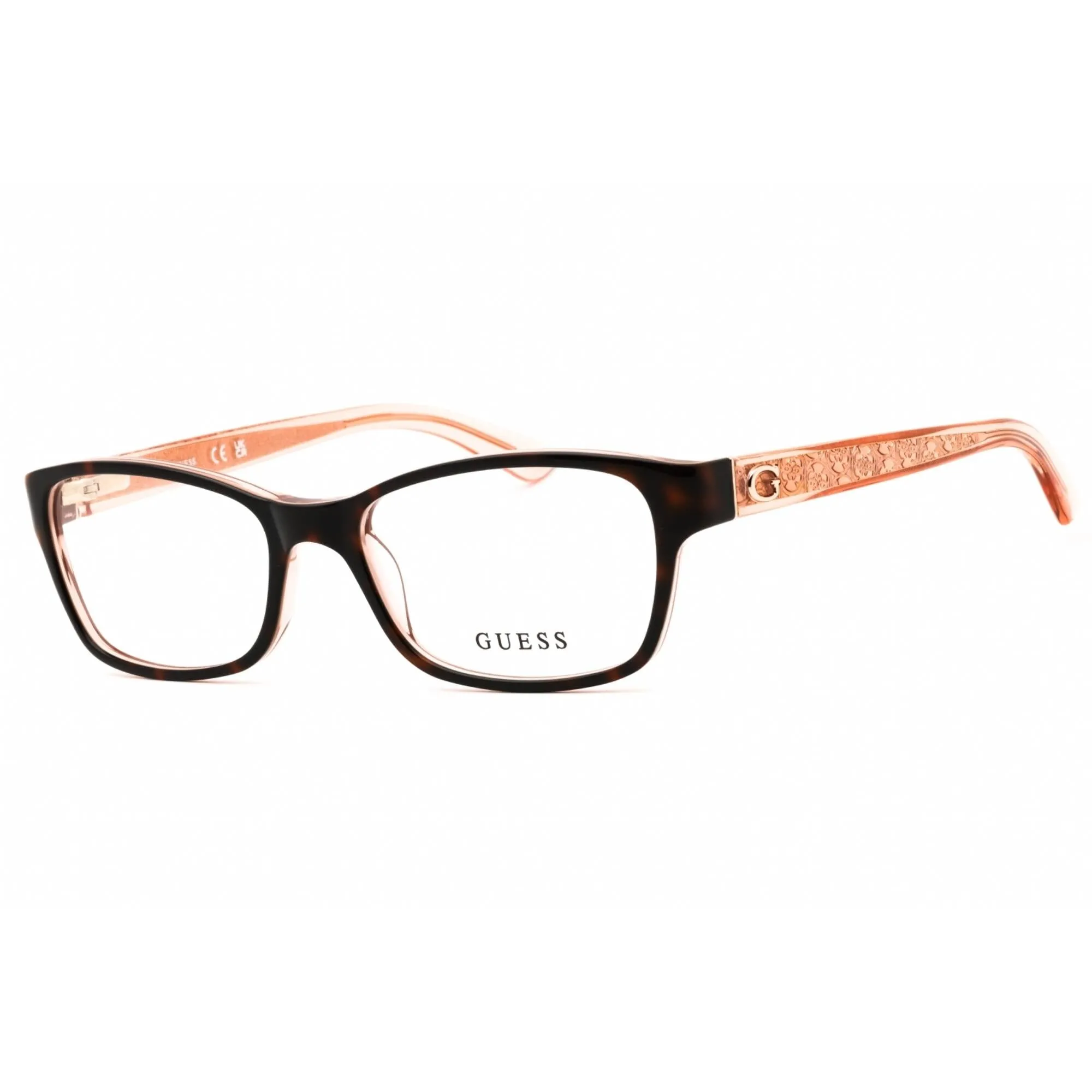 Guess Women's Eyeglasses - Havana Acetate Rectangular Full Rim Frame | GU2591 056 Guess Eyeglasses