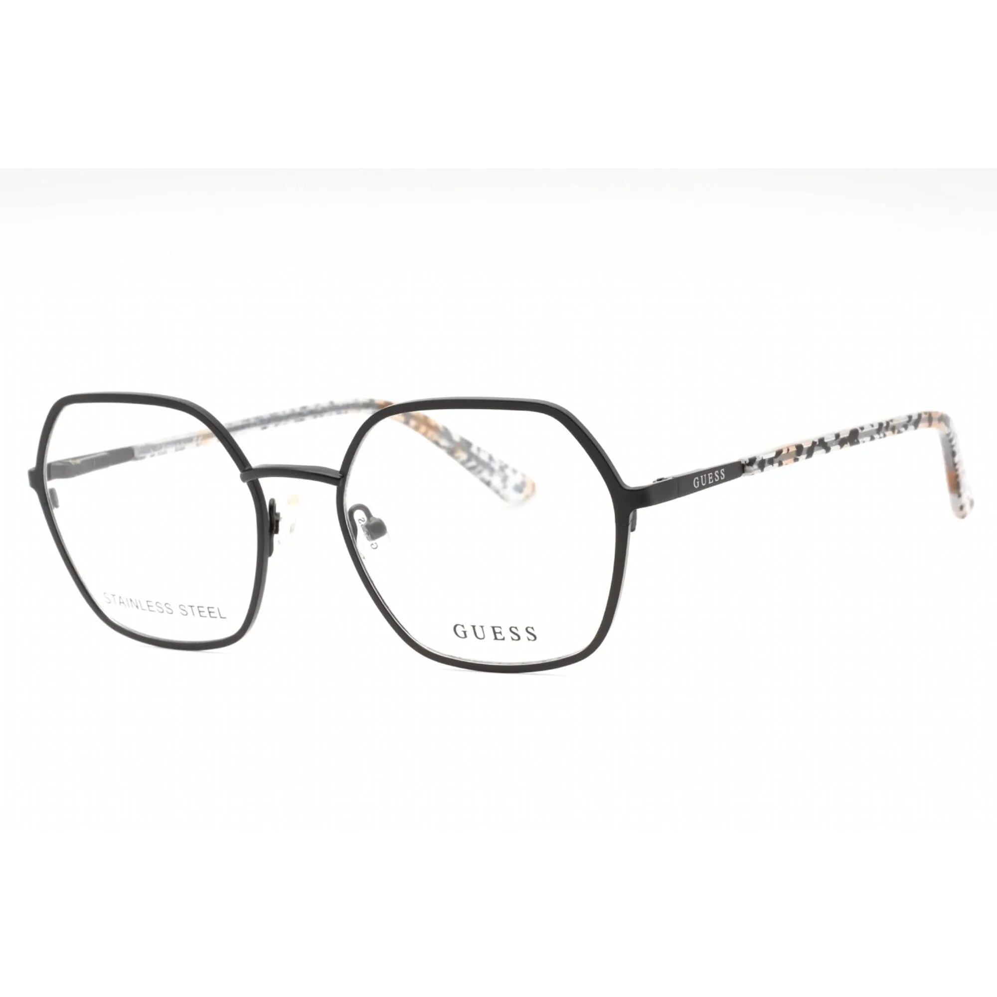 Guess Women's Eyeglasses - Matte Black Metal Geometric Full Rim Frame | GU2912 002 Guess Eyeglasses