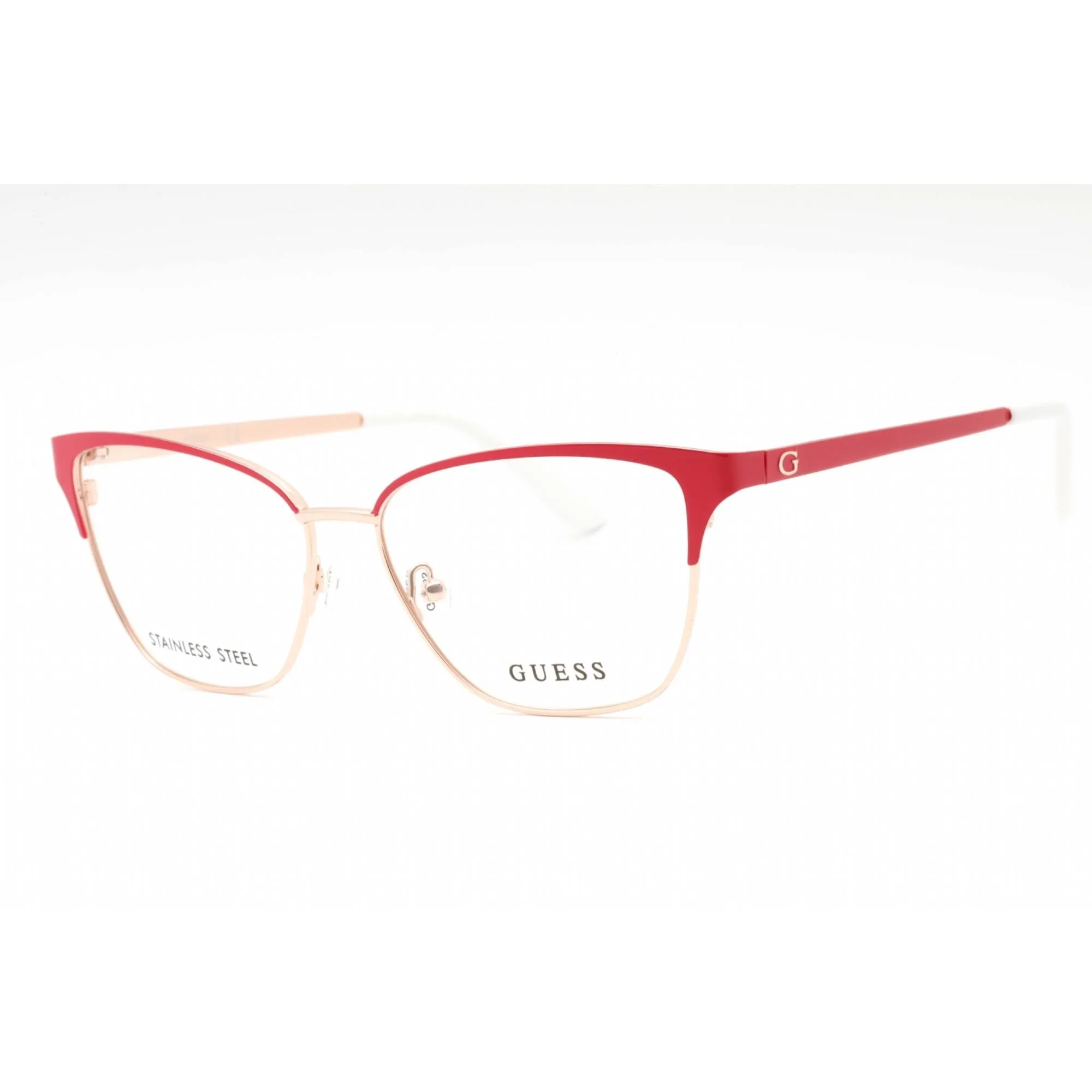 Guess Women's Eyeglasses - Shiny Pink Metal Cat Eye Shape Full Rim Frame | GU2795 072 Guess Eyeglasses