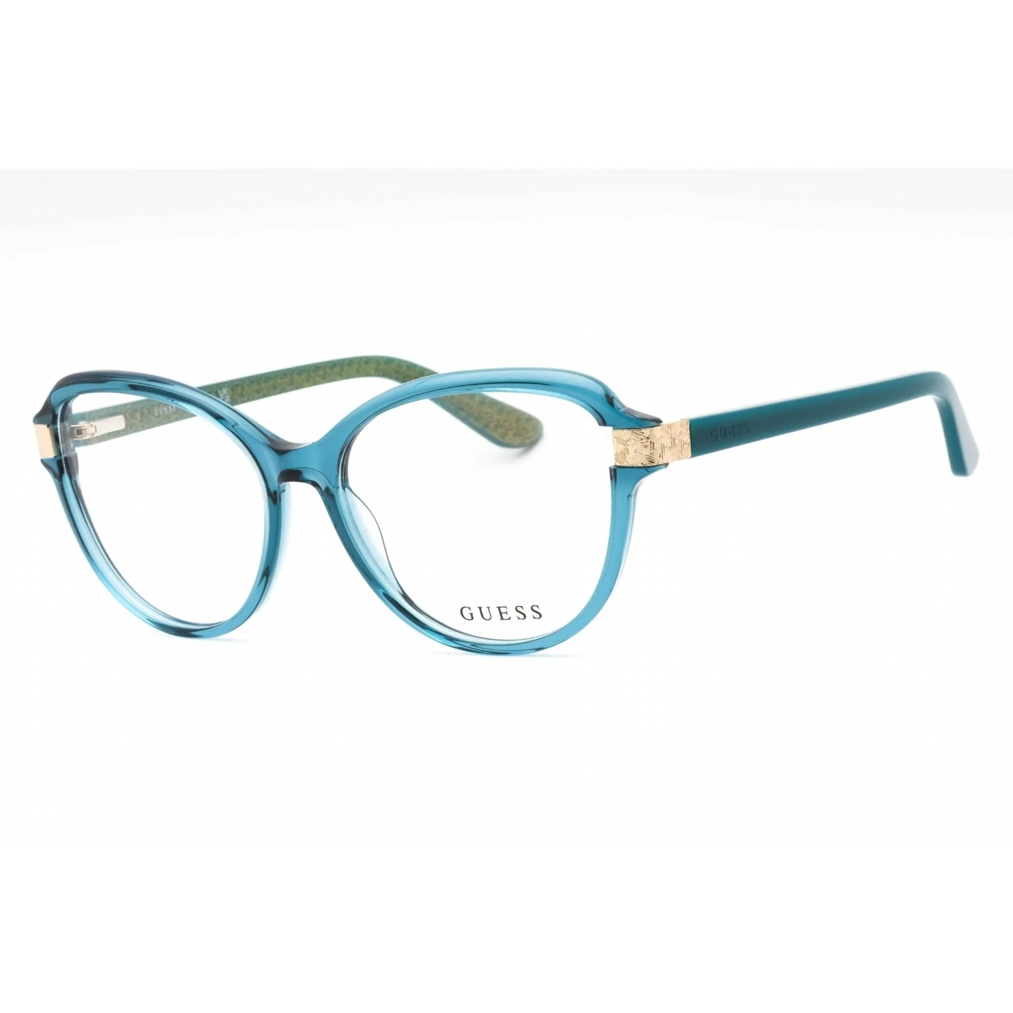 Guess Women's Eyeglasses - Shiny Turquoise Acetate Full Rim Cat Eye Frame | GU2955 087 Guess Eyeglasses