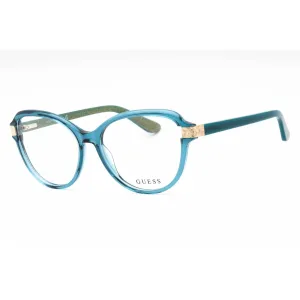 Guess Women's Eyeglasses - Shiny Turquoise Acetate Full Rim Cat Eye Frame | GU2955 087 Guess Eyeglasses