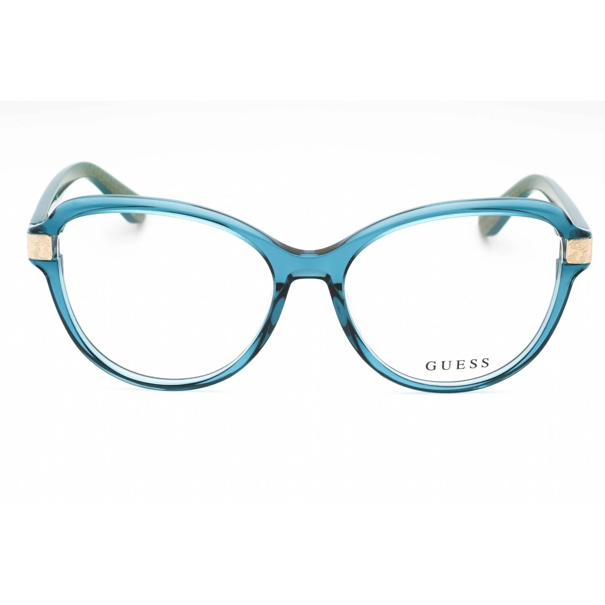 Guess Women's Eyeglasses - Shiny Turquoise Acetate Full Rim Cat Eye Frame | GU2955 087 Guess Eyeglasses