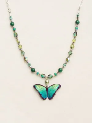 Holly Yashi Bella Butterfly Beaded Necklace - Green Flash