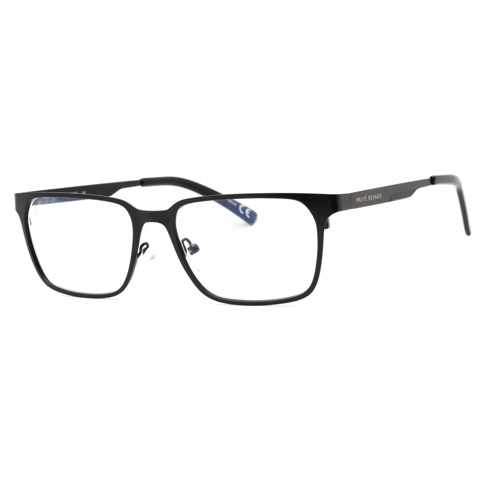 Prive Revaux Men's Eyeglasses - Metal Rectangular Frame | Spear Head Caviar Black Prive Revaux	Blue Light Blocking Glasses