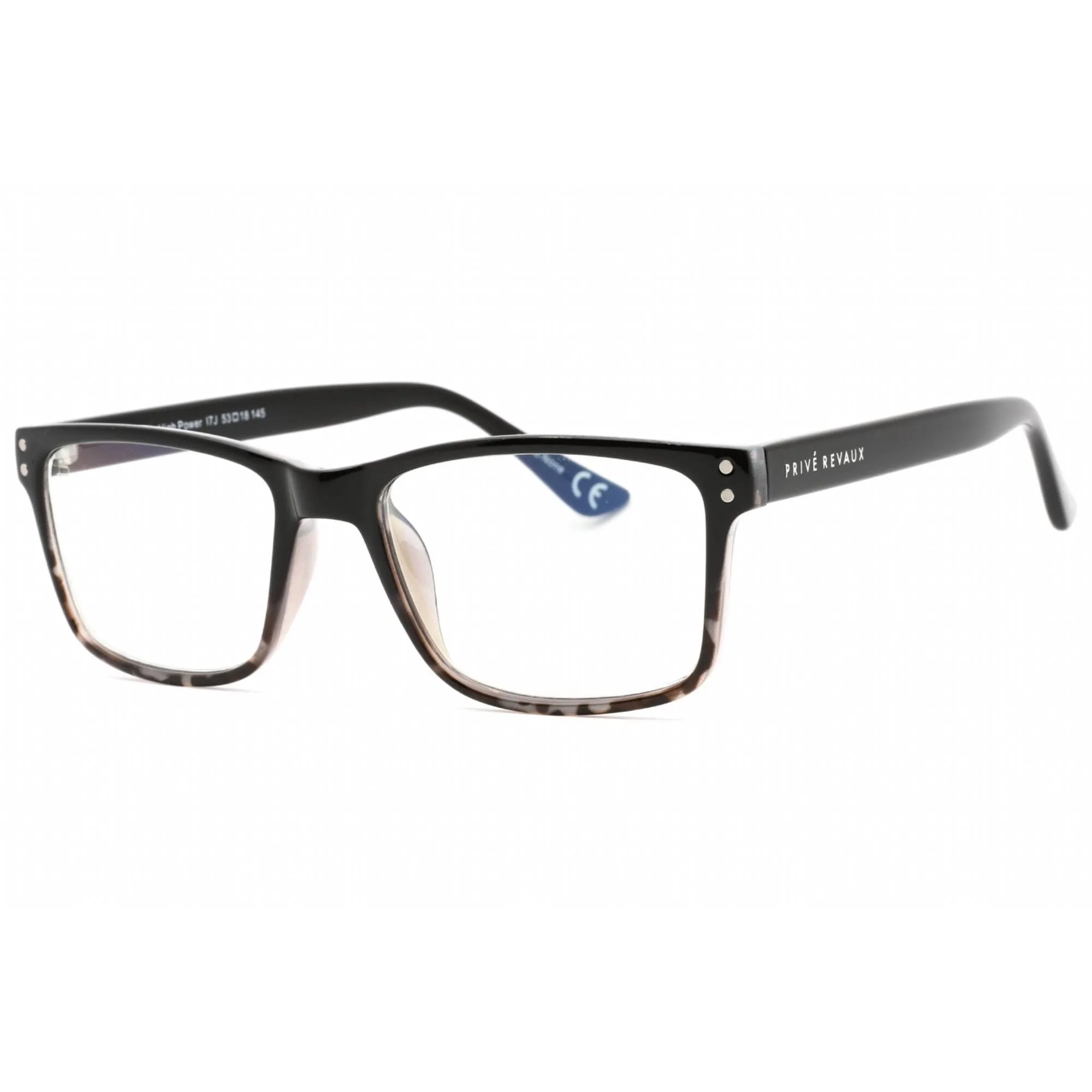 Prive Revaux Men's Eyeglasses - Rectangular Plastic Frame | High Power Gunmetal Stripe Prive Revaux	Blue Light Blocking Glasses
