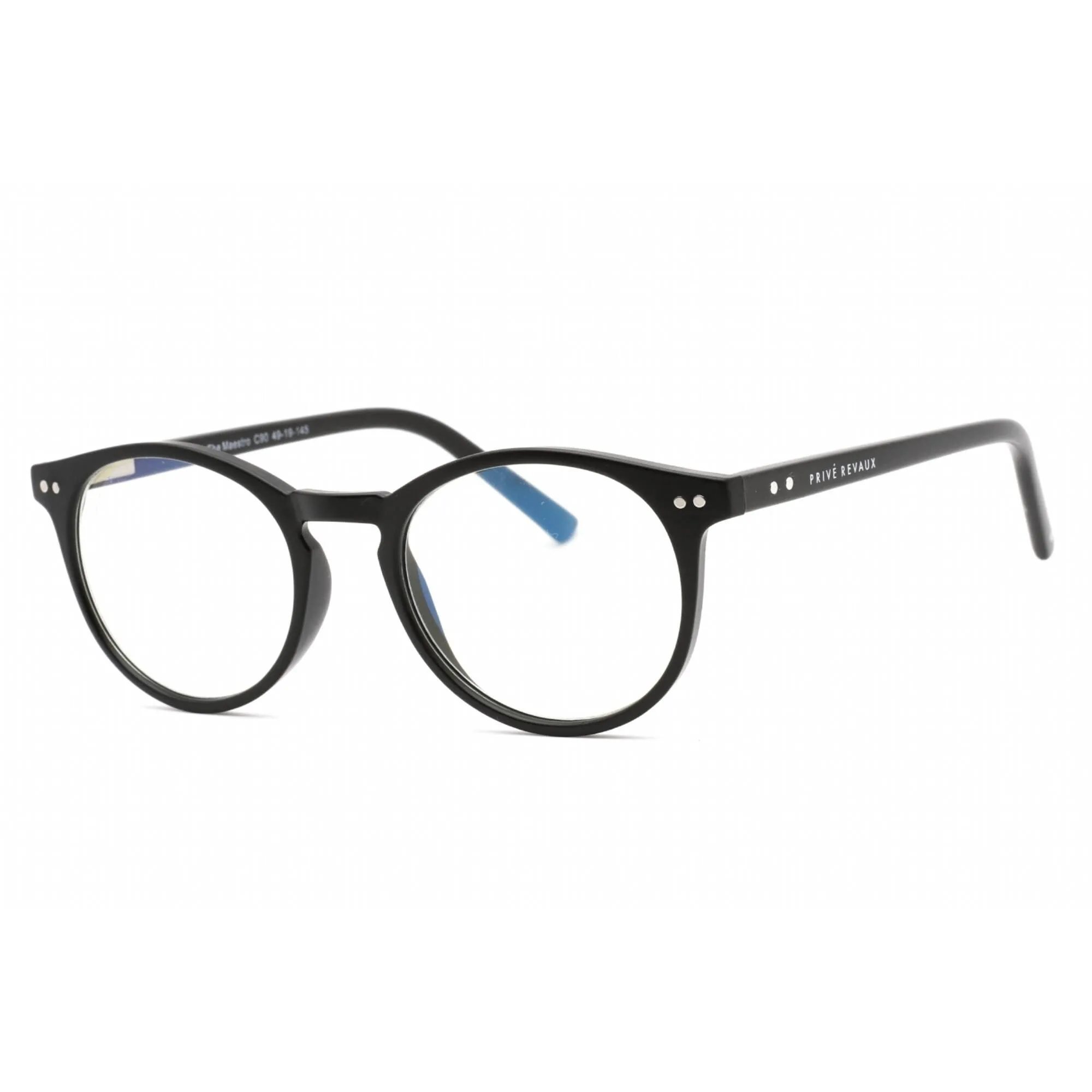 Prive Revaux Unisex Eyeglasses - Plastic Round Frame | Maestro Matte Caviar Black Prive Revaux	Blue Light Blocking Glasses