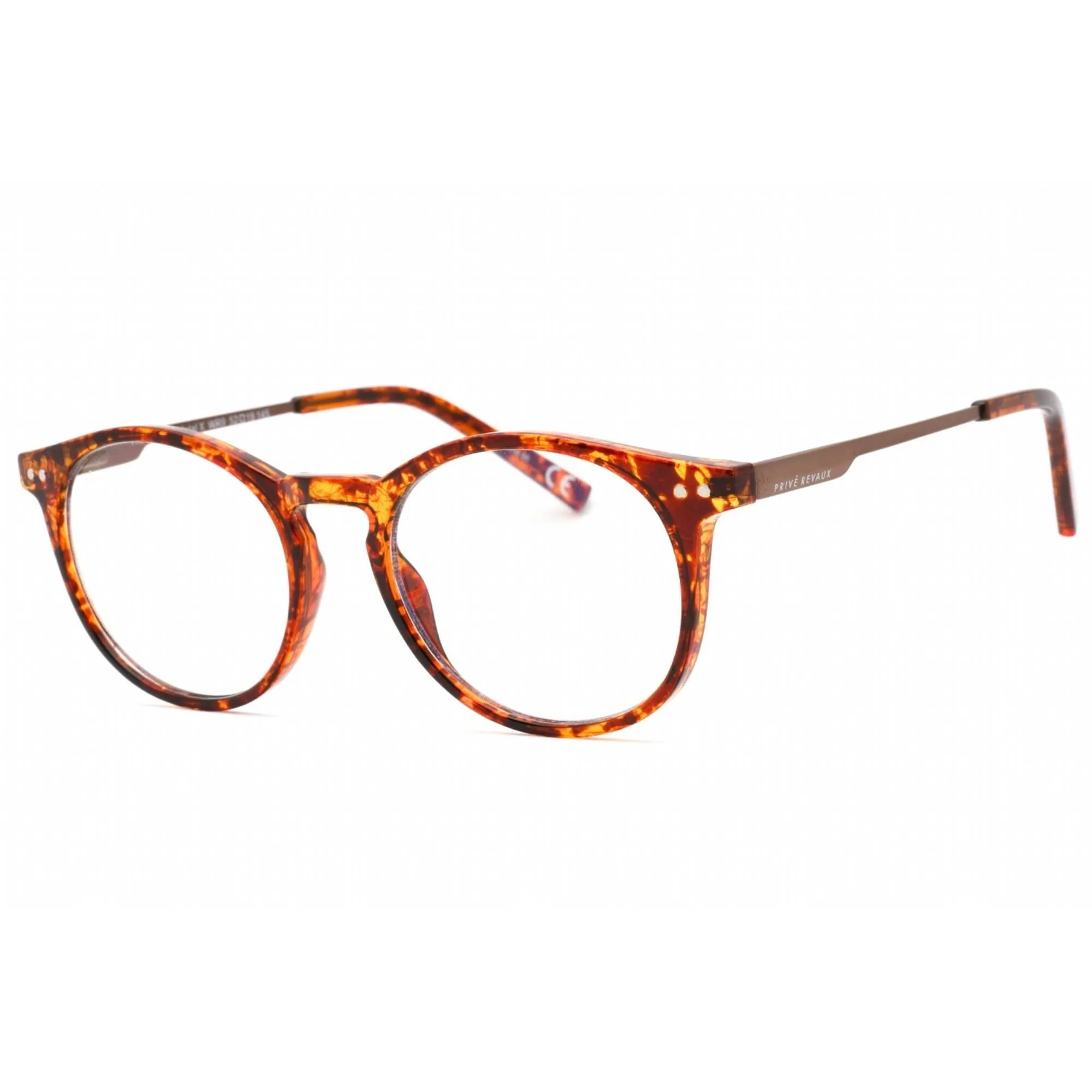 Prive Revaux Unisex Eyeglasses - Plastic Round Frame | Maestro Metal X Blonde Tort Prive Revaux	Blue Light Blocking Glasses