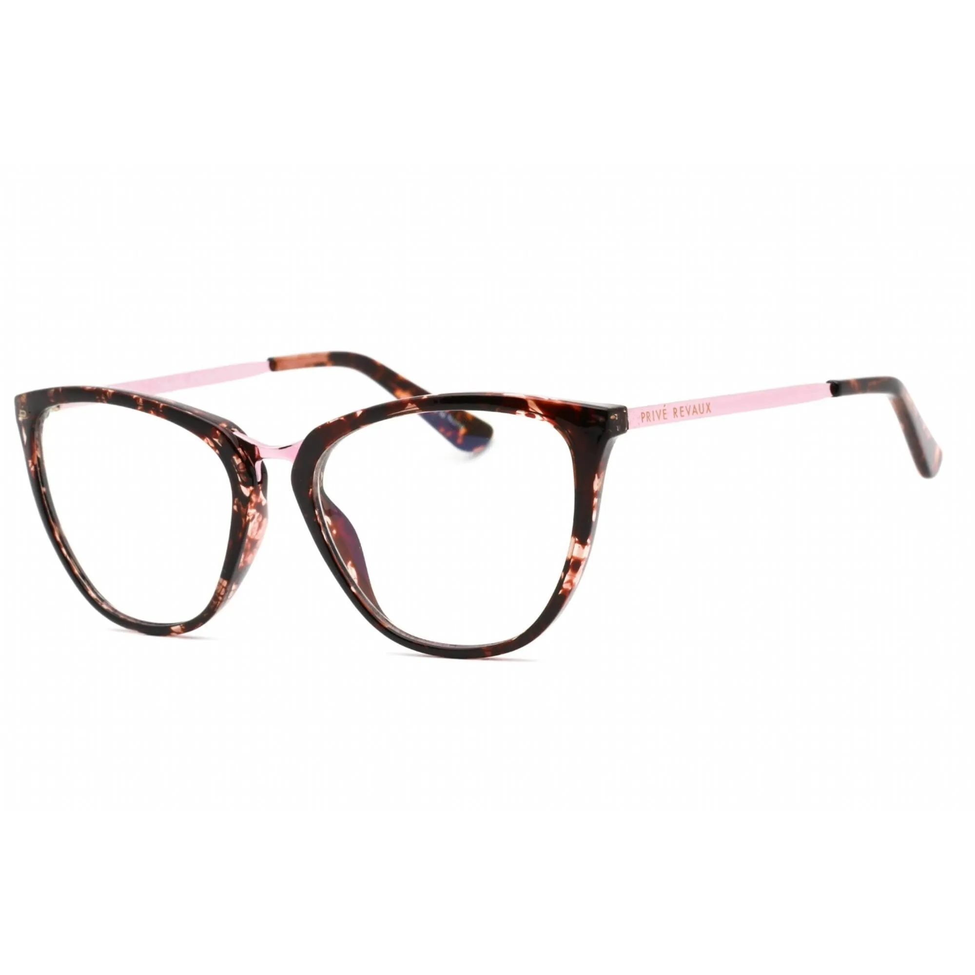 Prive Revaux Women's Eyeglasses - Clear Demo Lens Plastic Cat Eye | Alice Blush Tort Prive Revaux	Blue Light Blocking Glasses