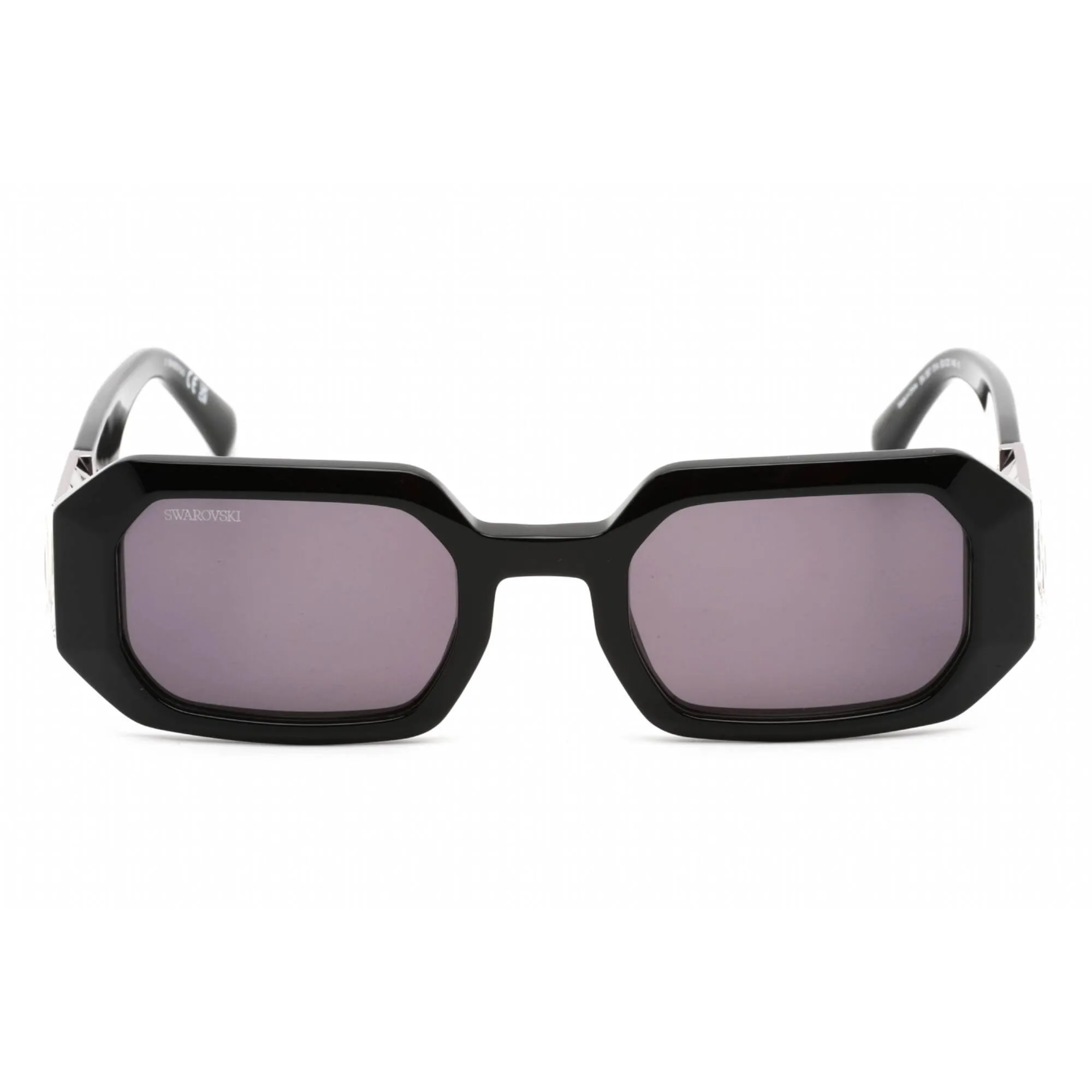 Swarovski unisex Sunglasses - Full Rim Shiny Black Plastic Rectangular | SK0387 01A Versace Sunglasses