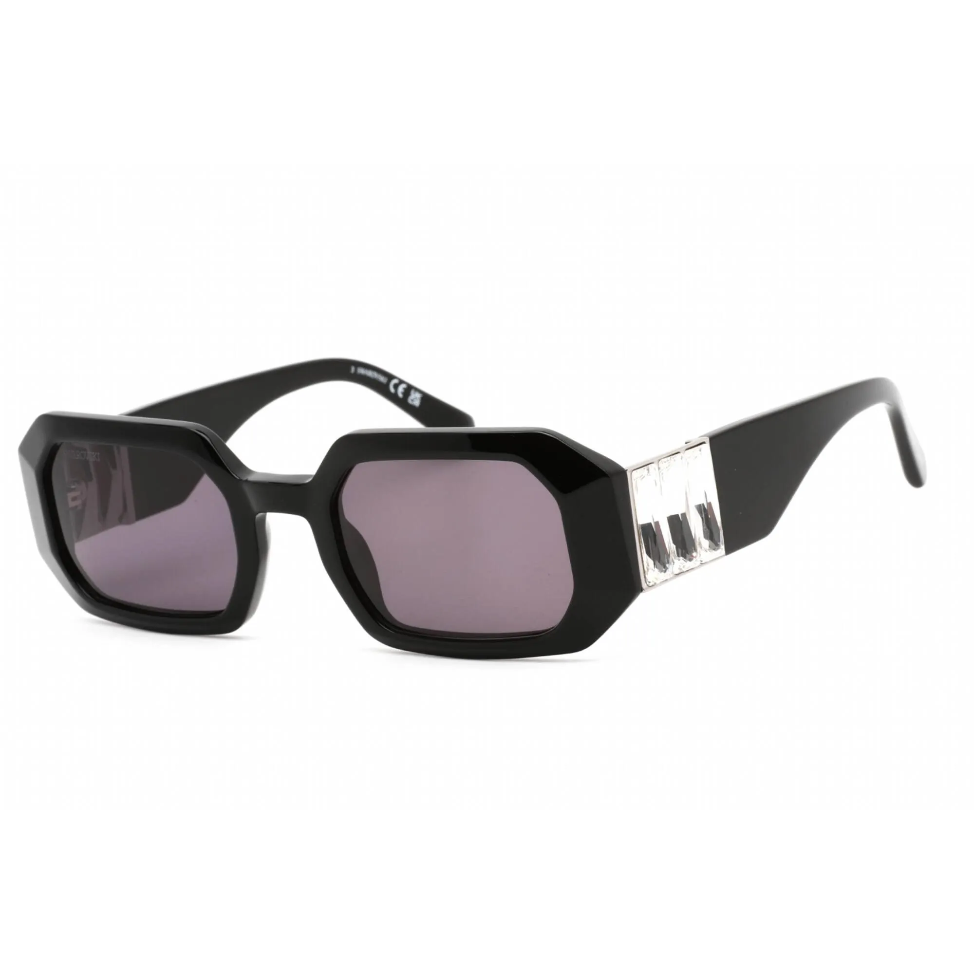 Swarovski unisex Sunglasses - Full Rim Shiny Black Plastic Rectangular | SK0387 01A Versace Sunglasses