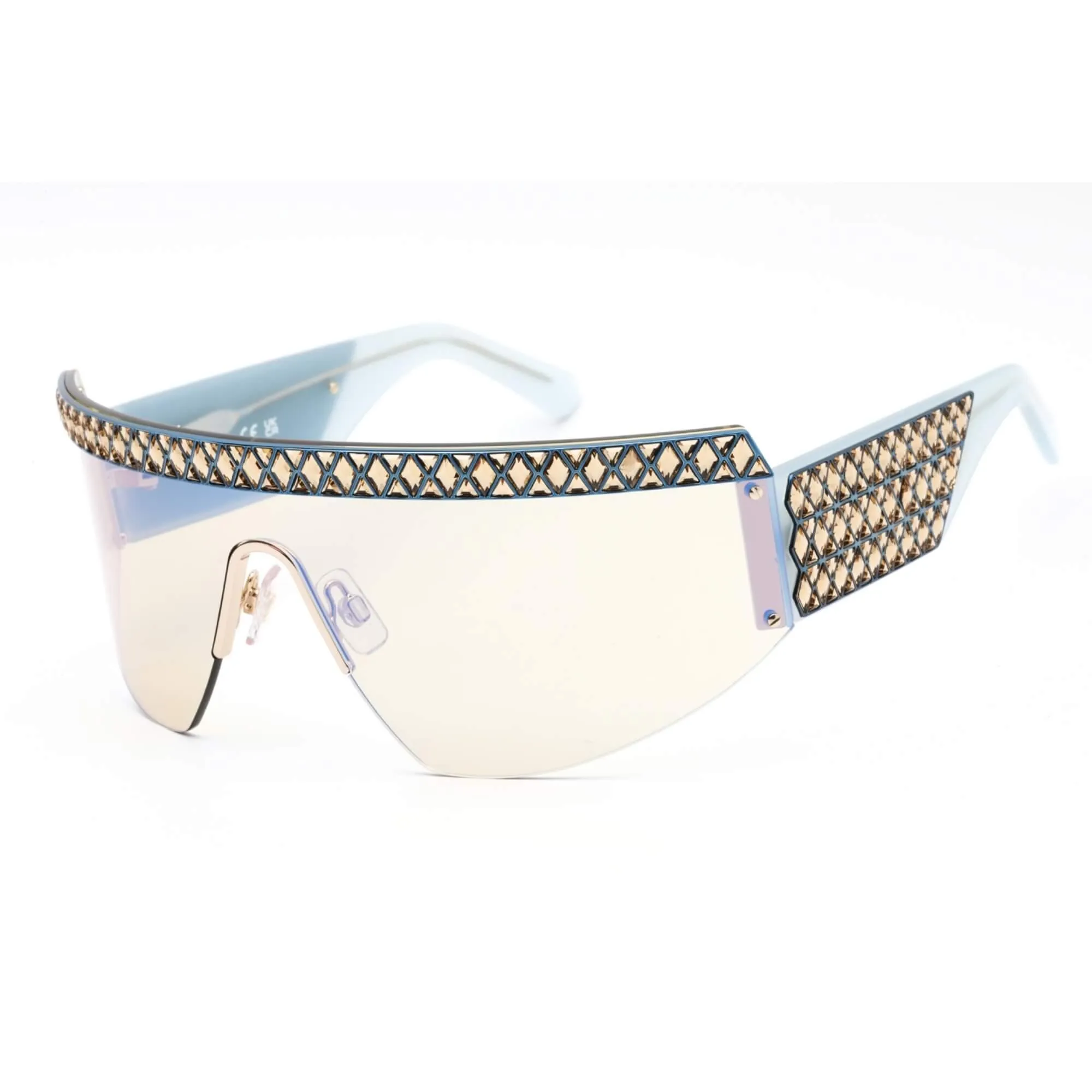 Swarovski Women's Sunglasses - Blue Mirror Lens Shiny Deep Gold Frame | SK0363 30X Versace Sunglasses