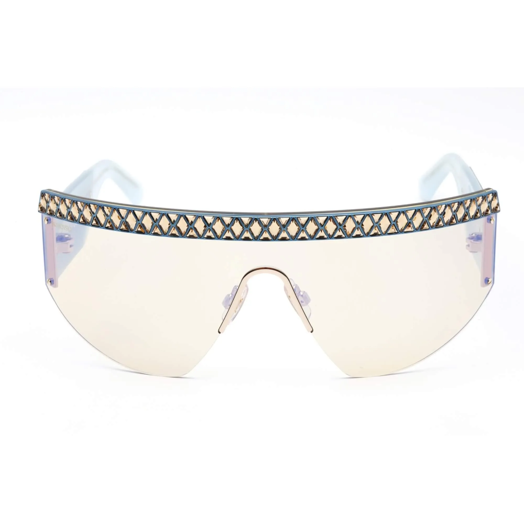 Swarovski Women's Sunglasses - Blue Mirror Lens Shiny Deep Gold Frame | SK0363 30X Versace Sunglasses