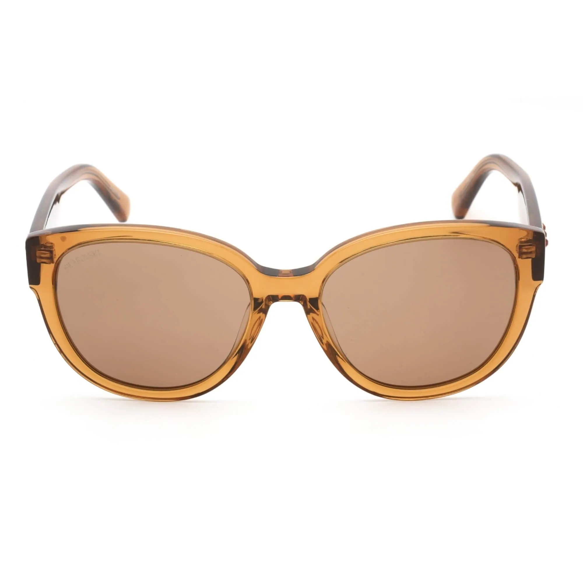 Swarovski Women's Sunglasses - Brown Lens Transparent Brown Oval Frame | SK0347 45E Versace Sunglasses