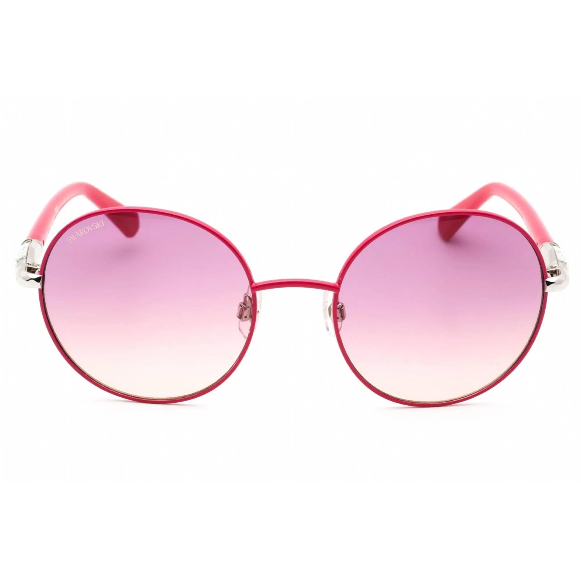 Swarovski Women's Sunglasses - Full Rim Shiny Fuchsia Metal Round Frame | SK0260 75Y Versace Sunglasses
