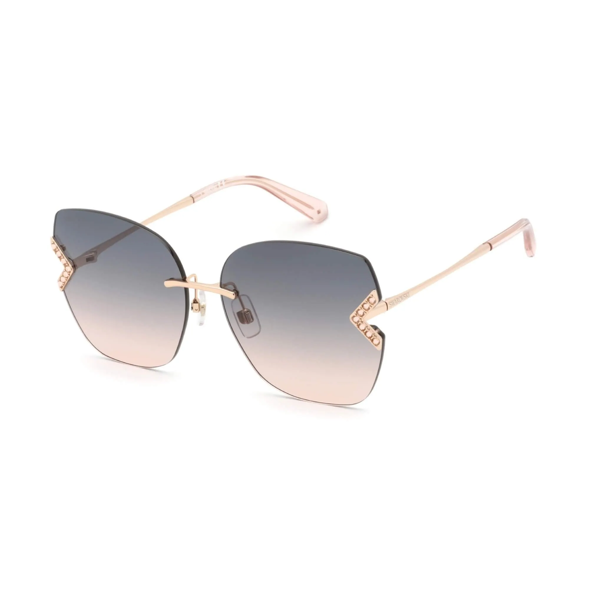 Swarovski Women's Sunglasses - Rimless Frame Gradient Grey Brown Lens | SK0306-H 28B Versace Sunglasses