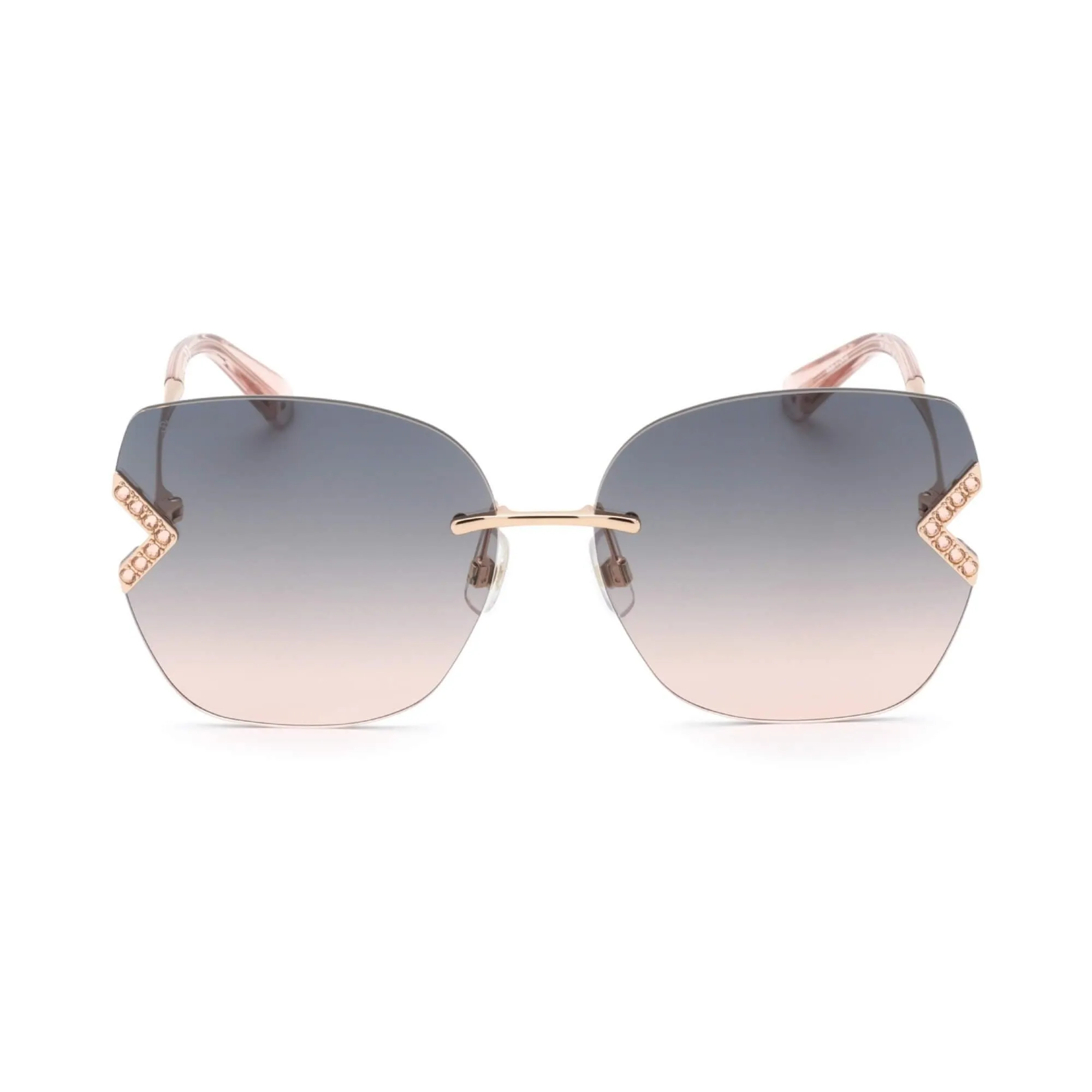 Swarovski Women's Sunglasses - Rimless Frame Gradient Grey Brown Lens | SK0306-H 28B Versace Sunglasses